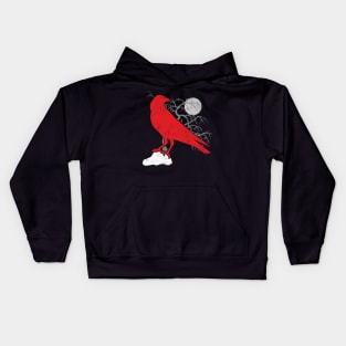 Red Raven and Full Moon Kids Hoodie
